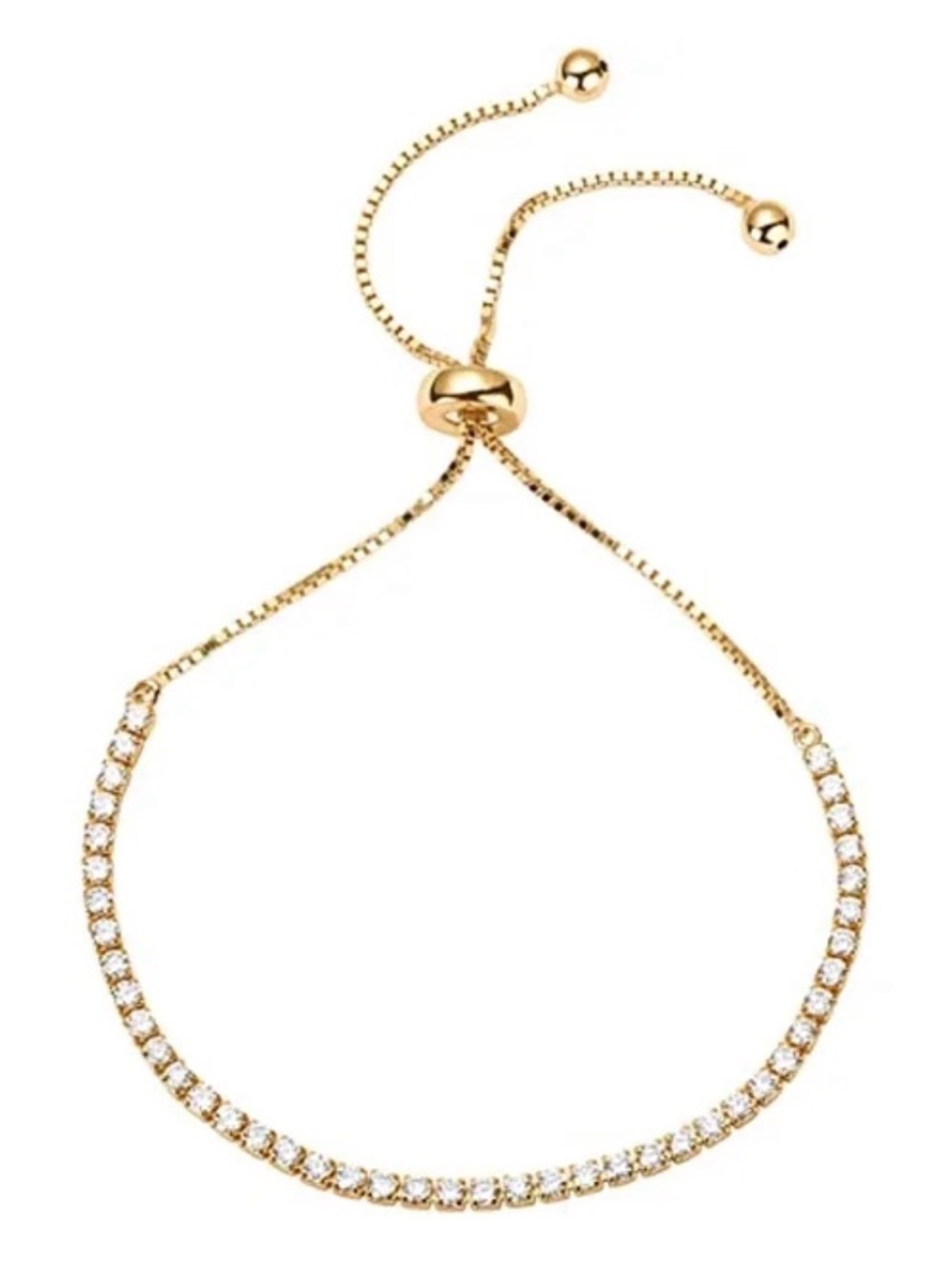 Delicate Gold-Tone Crystal Adjustable Bracelet